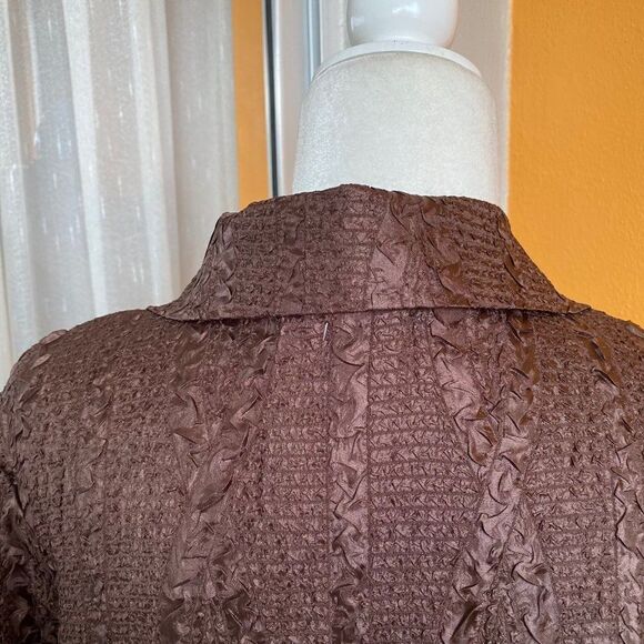 Pretty Angel Anthropoligie Silk Rayon Button Front Crinkle Fabric Blouse SZ M - Picture 3 of 10